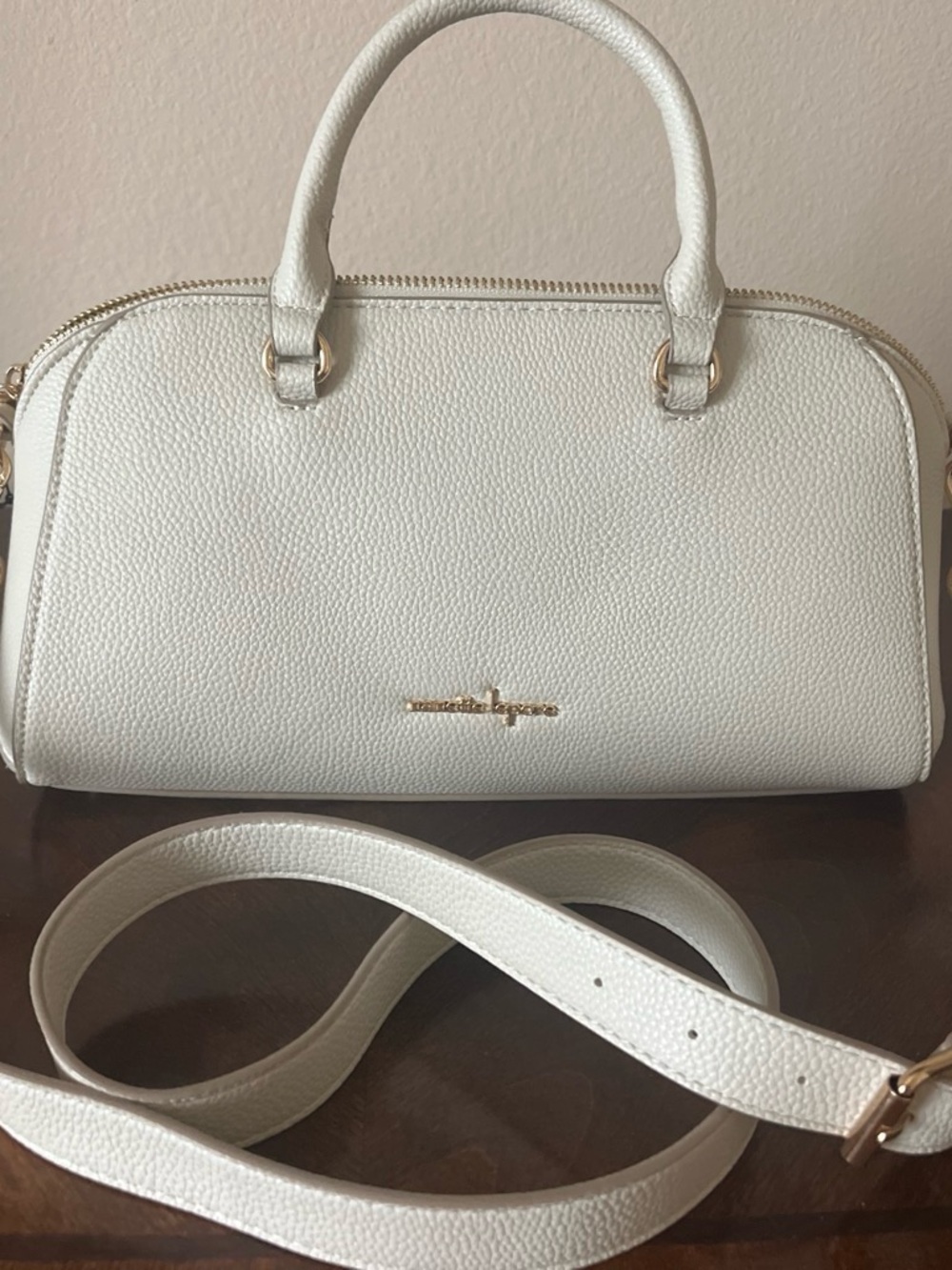 Nanette Lepore White Dome Satchel with Adjustable Strap